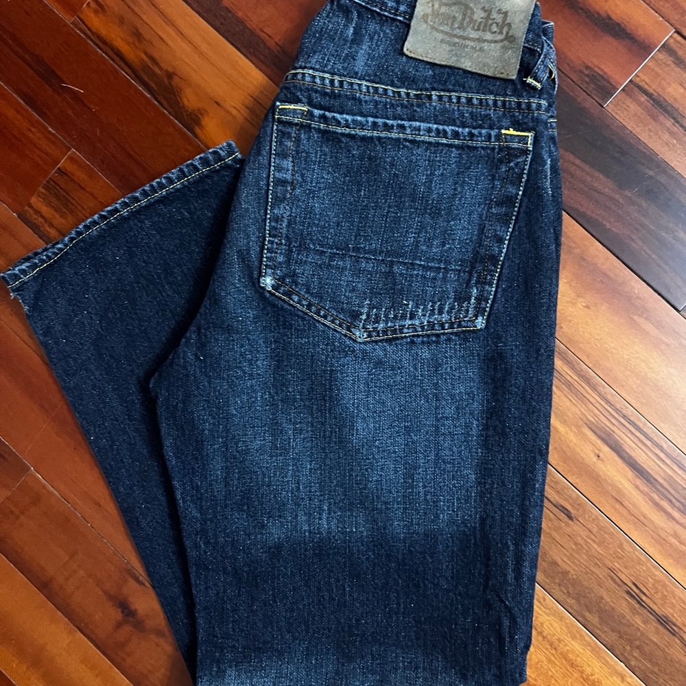 Von Dutch Jeans 30x30 Y2K Patch Logo Denim Dark Wash Streetwear Rare - Picture 3 of 10